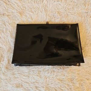 Elegant Vintage Black Patent Leather Clutch Bag Purse